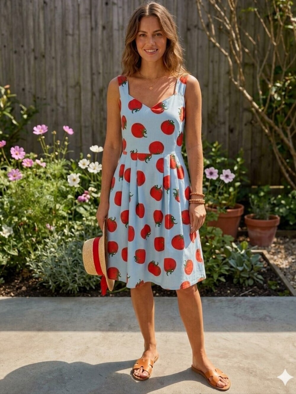 COMPAÑIA FANTASTICA Tomato Collection Lined Sundress, Designed in Spain